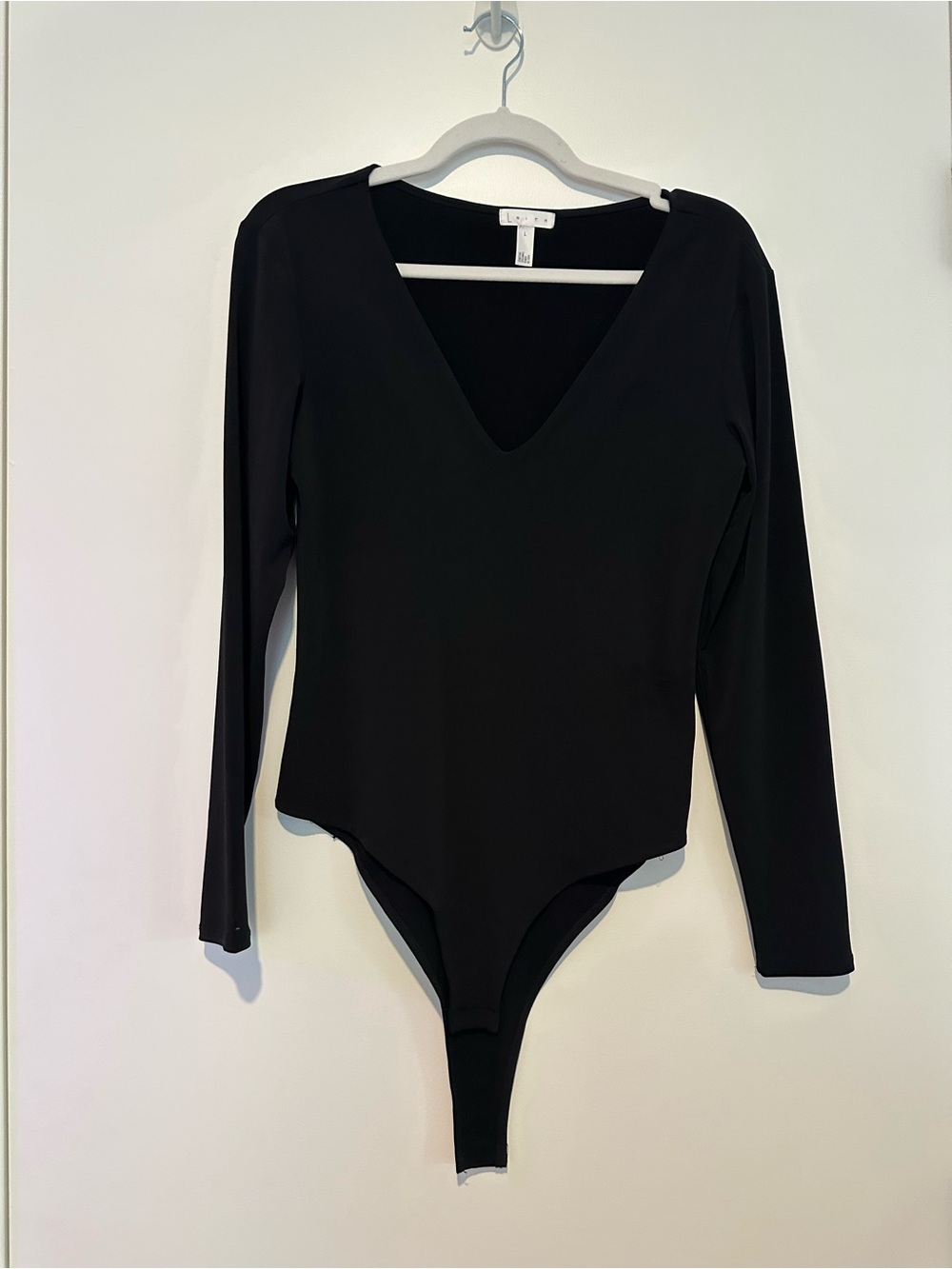 Leith Black Long Sleeve V-Neck Bodysuit